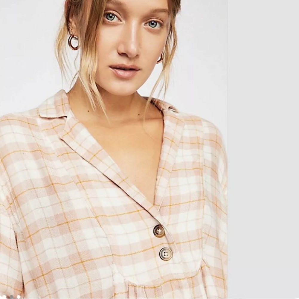 FREE PEOPLE All About The Feels Plaid Buttondown (OB889606) - Picture 3 of 6